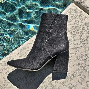 Franco Sarto Glitter Sparkle Heeled Ankle Boots